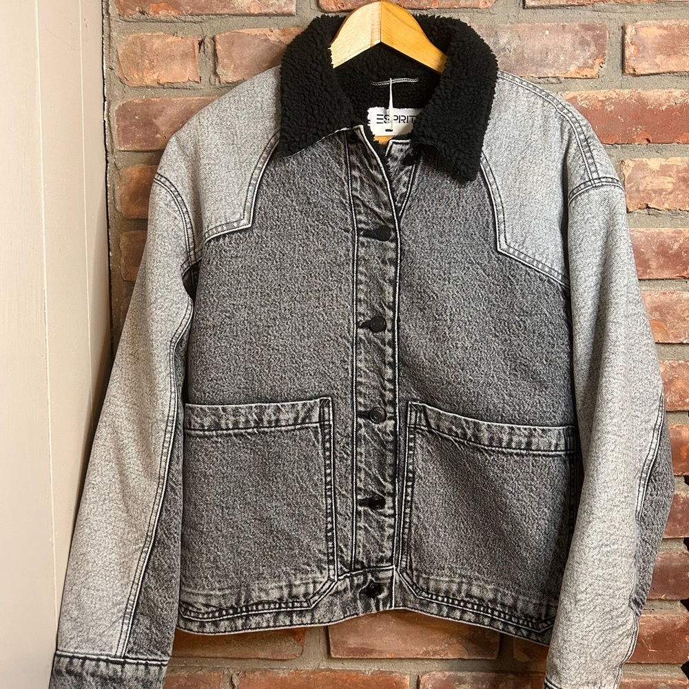 Esprit Gray and Black Bomber Jacket